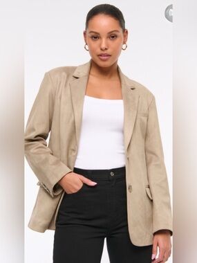 Abercrombie & Fitch Taupe Vegan Suede Blazer